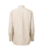 Camicia over fit con collo button down in cotone elasticizzato tinto capo beige - New in Donna | Giemme BrandsCorporate