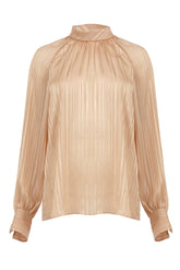 Blusa con fiocco in creponne di poly-satin beige - Complete the look | Giemme BrandsCorporate