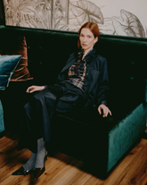 Regular fit shirt with contrasting pockets collar and sleeves in pure silk with an exclusive blue check pattern - New In Caliban Woman  | Giemme BrandsCorporate