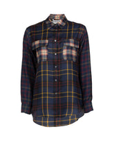 Camicia regular fit con tasche, colletto e maniche a contrasto in pura seta con un'esclusivo motivo blu a quadri - Camicie | Giemme BrandsCorporate