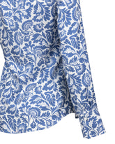 Camicia slim fit in pura seta in esclusiva stampa floreale bianca e blu - Azzurro | Giemme BrandsCorporate