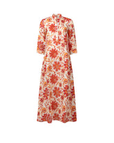 Abito regular fit modello caftano in puro lino con esclusiva stampa sui toni del rosso - Le Sarte Pettegole - New in | Giemme BrandsCorporate