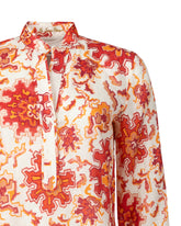 Abito regular fit modello caftano in puro lino con esclusiva stampa sui toni del rosso - Rosso | Giemme BrandsCorporate