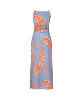Regular-Fit-Kleid mit dünnen Trägern und V-Ausschnitt aus Seide und Baumwolle, mit exklusivem Paisley-Druck in Blau-und Azurstufen - Hellblau | Giemme BrandsCorporate
