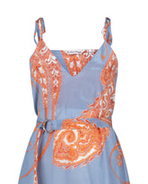 Regular-Fit-Kleid mit dünnen Trägern und V-Ausschnitt aus Seide und Baumwolle, mit exklusivem Paisley-Druck in Blau-und Azurstufen - Hellblau | Giemme BrandsCorporate