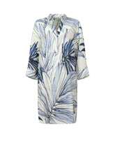 Abito midi regular fit con scollo a V in lino e viscosa con esclusiva stampa foliage sui toni del blu - New in Donna | Giemme BrandsCorporate