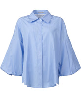 Camicia regular fit con scollo aperto e manica ampia in puro cotone azzurro a righe bianche - Le Sarte Pettegole - New in | Giemme BrandsCorporate