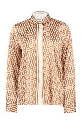 Camicia sartoriale in seta stretch con esclusiva stampa sui toni del beige - Donna | Giemme BrandsCorporate