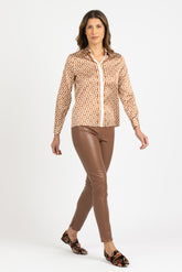 Beige exclusive pattern stretch silk tailored shirt - New In Le Sarte Pettegole | Giemme BrandsCorporate