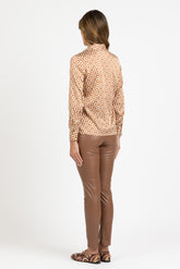 Beige exclusive pattern stretch silk tailored shirt - Beige | Giemme BrandsCorporate