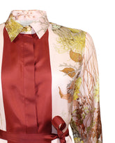 Chemisier-Regular-Fit-Kleid mit Gürtel aus reiner Seide mit exklusivem Blumenprint in Bordeauxtönen - Bordeaux | Giemme BrandsCorporate