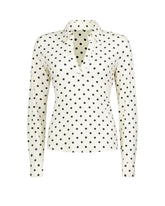 Camicia slim fit con scollo a polo in in tessuto high performance Skinlike con esclusiva fantasia panna con pois neri - Camicie | Giemme BrandsCorporate