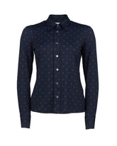 Camicia slim fit in tessuto high performance Skinlike blu con esclusiva fantasia a pois marroni - Camicie | Giemme BrandsCorporate
