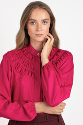 Camicia con arricciatura in pura viscosa fuxia - Fuxia | Giemme BrandsCorporate