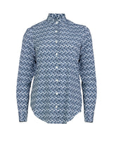 Over-Fit Hemd aus High-Performance Skinlike Stoff mit exklusivem Muster in Blautönen - Damen Last Chance | Giemme BrandsCorporate