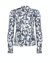 Slim-Fit Hemd aus High-Performance Skinlike Stoff in Weiß mit exklusivem blauen Blumenmuster - Damen Last Chance | Giemme BrandsCorporate