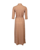 Longuette shirt dress in high-performance Skinlike fabric with an exclusive brown geometric print - Hazelnut | Giemme BrandsCorporate