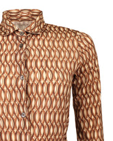 Longuette shirt dress in high-performance Skinlike fabric with an exclusive brown geometric print - Hazelnut | Giemme BrandsCorporate