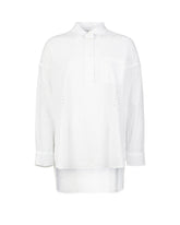 Over-Fit-Hemd mit Polokragen und aufgesetzter Tasche aus reiner weißer Sangallo-Baumwolle - Damen Last Chance | Giemme BrandsCorporate