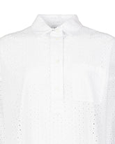 Over fit shirt with polo collar and applied pocket, made from pure white Sangallo cotton - White | Giemme BrandsCorporate