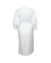 Regular-fit dress with baloon sleeves in pure white linen - White | Giemme BrandsCorporate