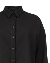 Camicia over fit con collo a vela in viscosa elasticizzata nera - Nero | Giemme BrandsCorporate
