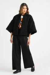 Black bouclé wool reversible cape - Black | Giemme BrandsCorporate