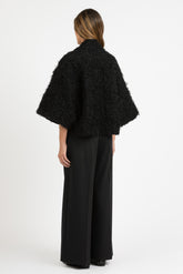 Black bouclé wool reversible cape - Black | Giemme BrandsCorporate