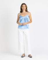 Regular Fit Top aus exklusiver Stretch-Seide in Blau - Caliban Damen | Giemme BrandsCorporate