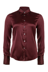 Burgundy stretch silk satin shirt - Women's Shirts and Dresses | Giemme BrandsCorporate