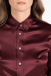 Camicia in raso di seta stretch bordeaux - Bordeaux | Giemme BrandsCorporate