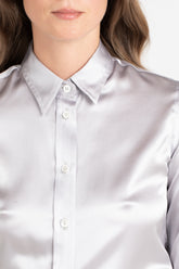 Camicia in raso di seta stretch grigio - Grigio | Giemme BrandsCorporate