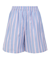 Regular-Fit Shorts aus reiner blauer Baumwolle mit weißen und rosa Streifen - Damen Last Chance | Giemme BrandsCorporate