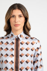 Brown exclusive pattern pure silk twill tailored shirt - Brown | Giemme BrandsCorporate