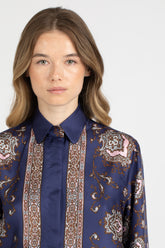 Blue exclusive pattern pure silk twill tailored shirt - Blue | Giemme BrandsCorporate