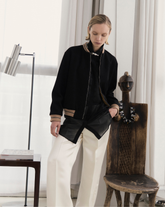 Regular fit shirt with contrast details in stretch black silk - Woman collection | Giemme BrandsCorporate