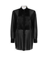 Regular fit shirt with contrast details in stretch black silk - Woman collection | Giemme BrandsCorporate