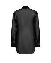 Regular fit shirt with contrast details in stretch black silk - Black | Giemme BrandsCorporate