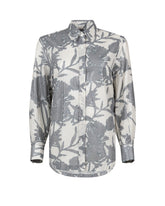 Over fit shirt in pure cotton with an exclusive print in shades of grey - Woman Shirts | Giemme BrandsCorporate