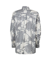 Over fit shirt in pure cotton with an exclusive print in shades of grey - Grey | Giemme BrandsCorporate
