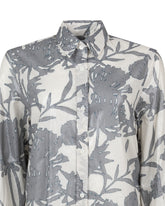Over fit shirt in pure cotton with an exclusive print in shades of grey - Woman Shirts | Giemme BrandsCorporate