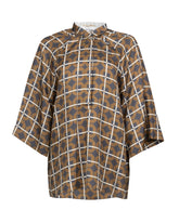 Camicia boxy fit con collo coreana in pura seta con esclusiva stampa geometrica sul toni del grigio - Le Sarte Pettegole - New in | Giemme BrandsCorporate