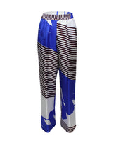 Regular fit Palazzo-Hose aus reiner Seide in Weiß und Blau mit exklusivem Streifenmuster in Braun - Damen New In | Giemme BrandsCorporate