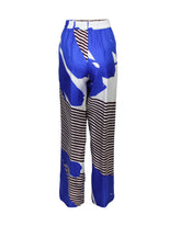 Regular fit Palazzo-Hose aus reiner Seide in Weiß und Blau mit exklusivem Streifenmuster in Braun - Braun | Giemme BrandsCorporate