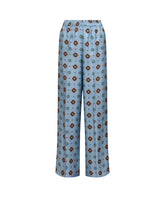 Regular fit trousers in pure silk twill with an exclusive blue print - Caliban | Giemme BrandsCorporate