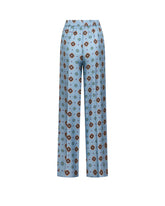 Regular fit trousers in pure silk twill with an exclusive blue print - Caliban | Giemme BrandsCorporate