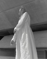 Oversized kimono dress with a waist belt in exclusive white textured technical fabric - Woman Dresses | Giemme BrandsCorporate
