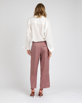 Regular-Fit Palazzo-Hose aus reinem bordeauxfarbenem Leinen - Bordeaux | Giemme BrandsCorporate