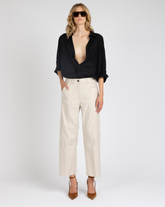 Over-Fit Cargo-Hose aus elastischer Viskose-, Leinen- und Baumwollmischung in Beige - Beige | Giemme BrandsCorporate