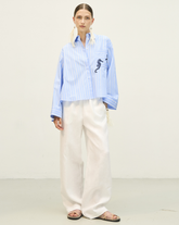 Pantaloni a palazzo regular fit in puro lino bianco - Le Sarte Pettegole - New in | Giemme BrandsCorporate